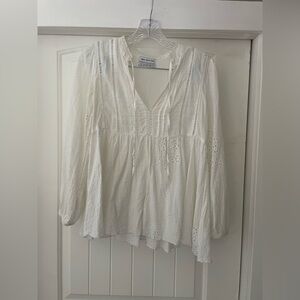 Urban Outfitters White Eyelet Peasant Blouse